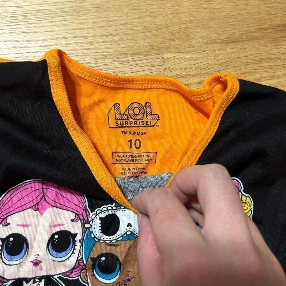 LOL Surprise Pajama Set NEW Sz 10 Orange Black Halloween Kids Girls